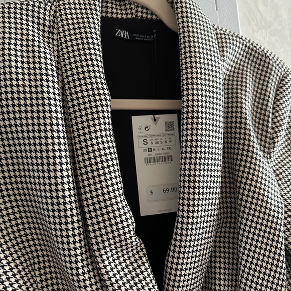 NEW Zara Monochrome Houndstooth Blazer - Picture 2 of 6